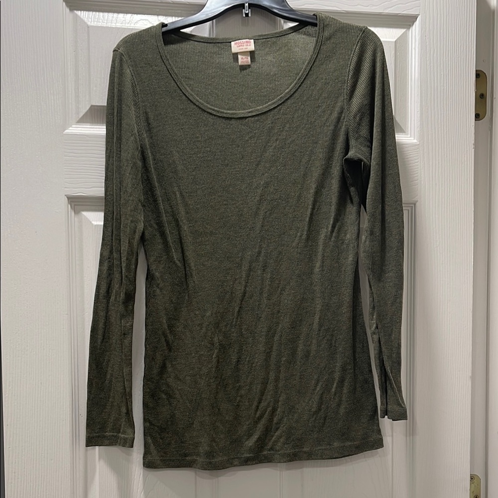 Mossimo Supply Co. Fitted Green Long Sleeve T-Shirt
